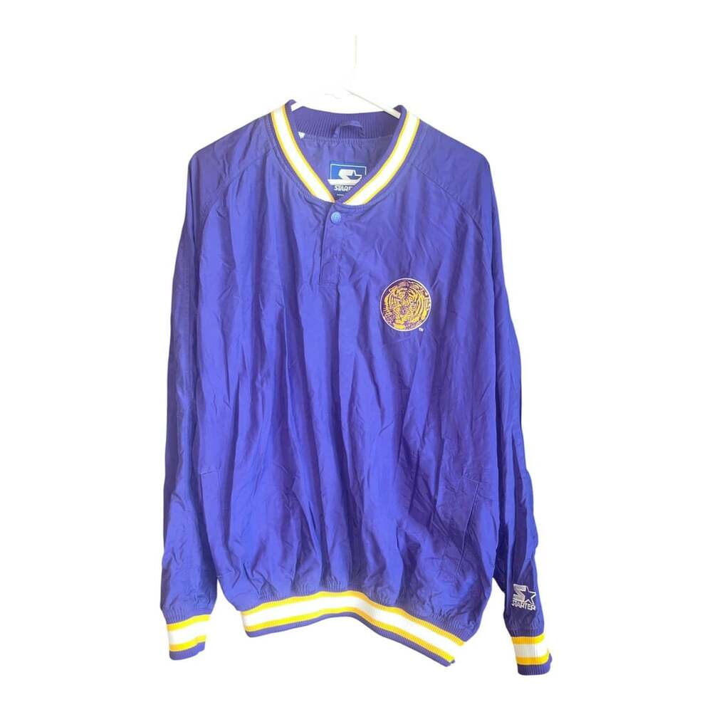 Vintage Starter LSU Tigers Pullover Jacket Size XL Purple Vintage